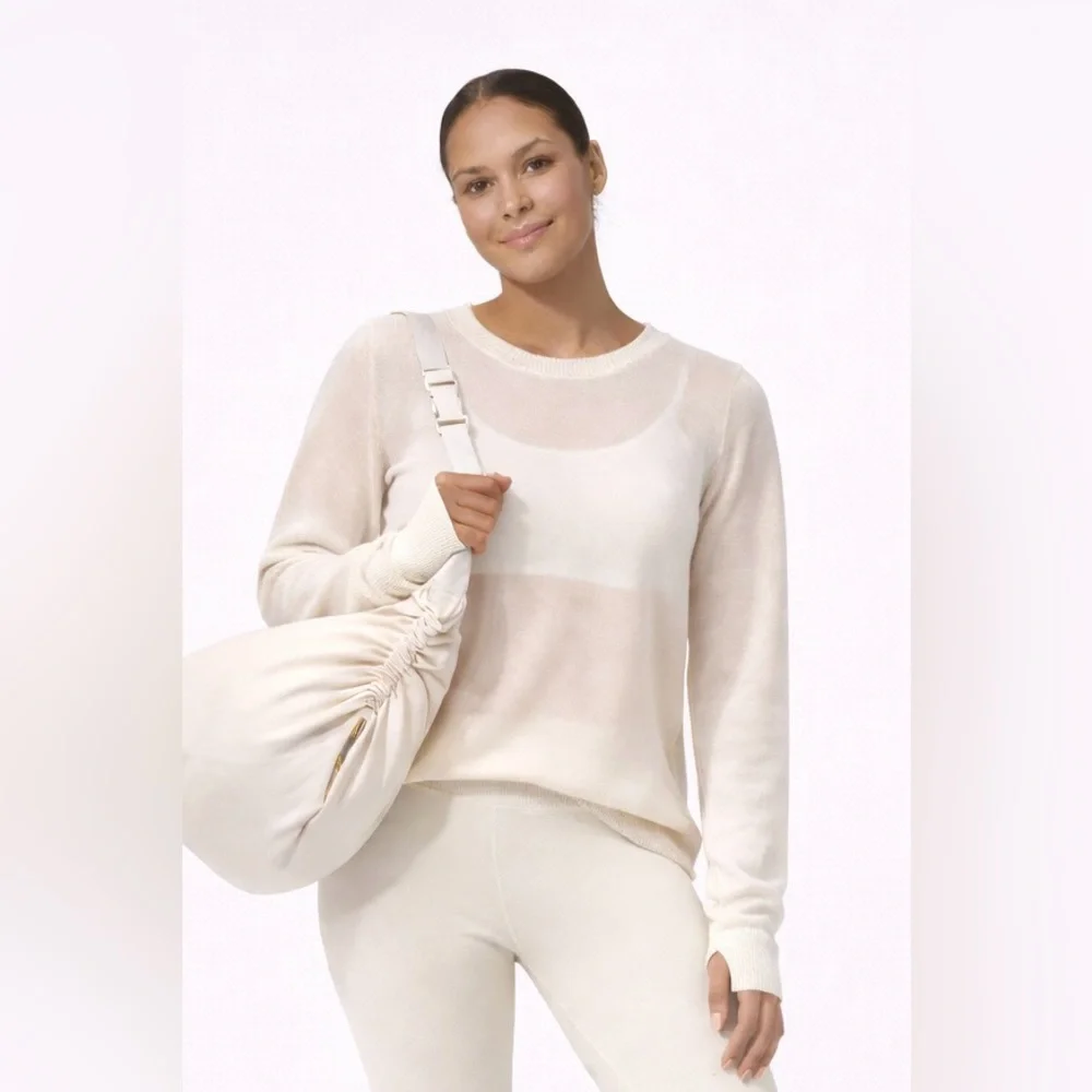 Lululemon Cream Minimalist Cashmere Blend Open Back Longline Medium Sweater